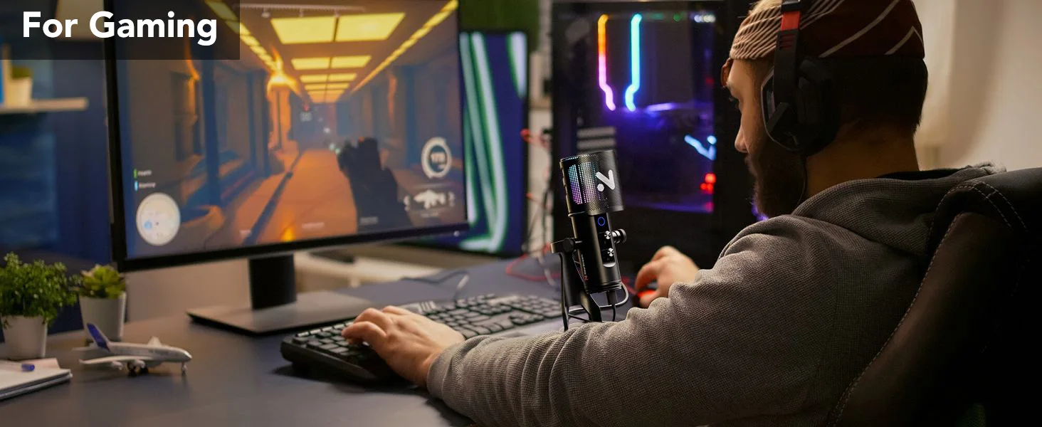 NearStream USB/XLR Condenser Gaming Microphone with 8 RGB Modes Lighting, Noise Cancelling Desktop for Streaming on PC/PS5/Mac