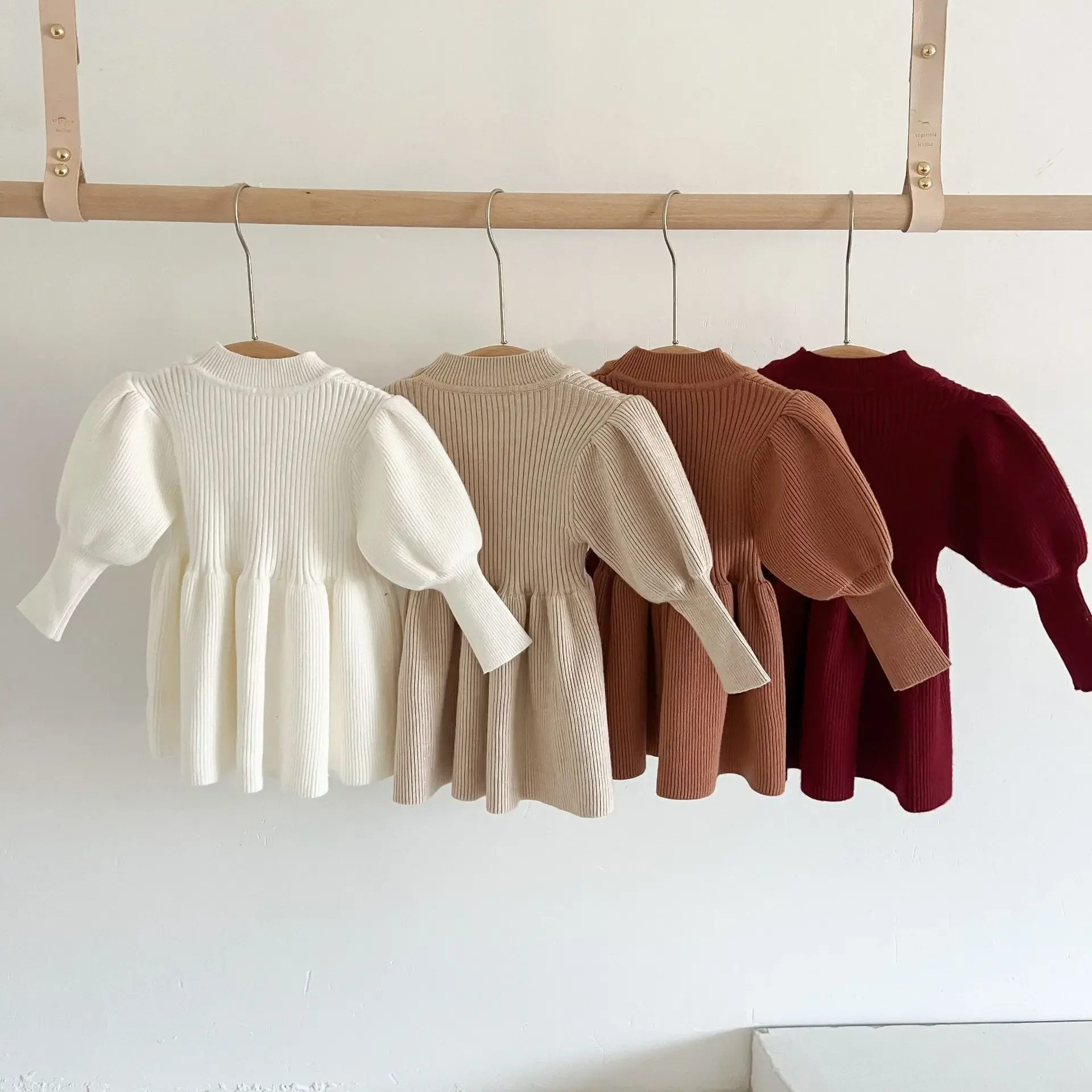 

Fashionable Princess Knitted Woolen Dress Baby Baby Long Sleeve Dress Ins South Korea Autumn and Winter Girls' Knitted Dress