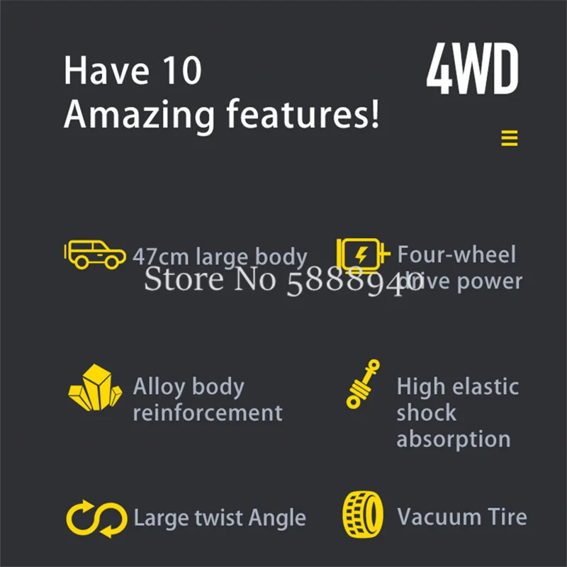 1:8 47CM Extra Large Remote Control Car 4WD Vacuum Tire Elastic Shock Absorption Bold Skeleton Alloy High Speed Off Road RC Car 5