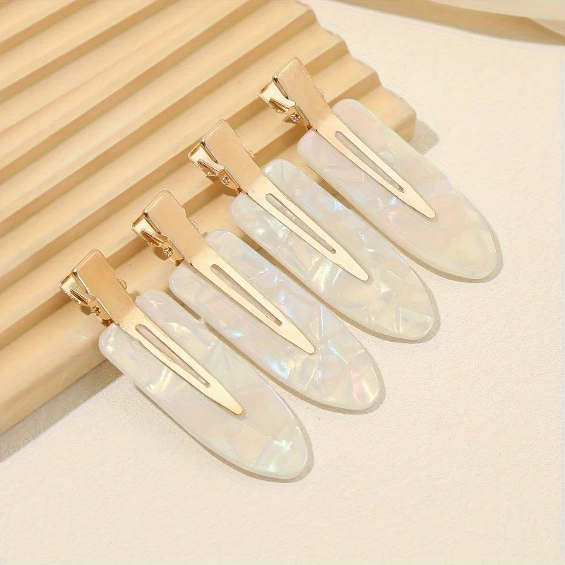 4pcs/set Non-slip Hair Barrettes for Women, Seamless Hairpins and Makeup Clips, Elegant Oval Acetic Acid Hair Clips Set