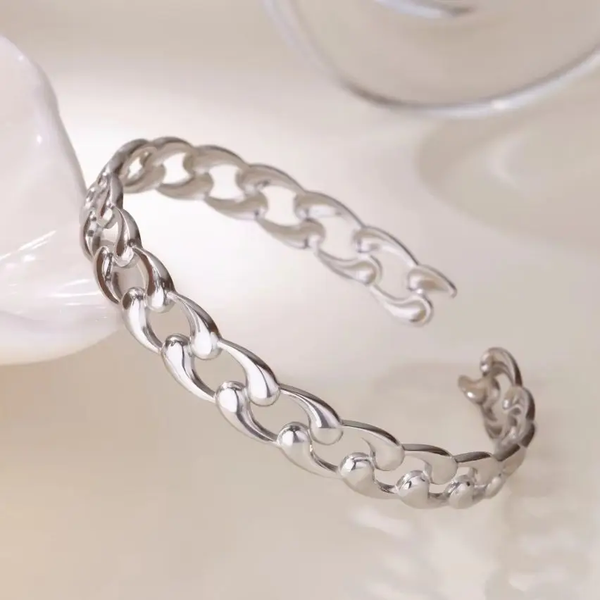 Stainless Steel Geometric Link Bangles For Women