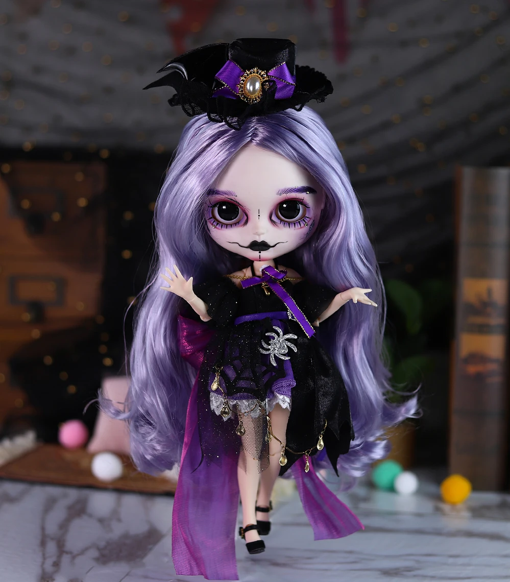Amelie – Premium Custom Neo Blythe Doll with Purple Hair, White Skin & Matte Cute Face 13