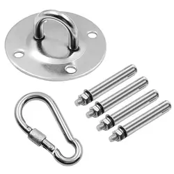 Heavy Duty Stainless Steel Wall Mount Anchor Hooks for Yoga Sandbag and Gym Accessories - Includes 4 Screws (Set 2)