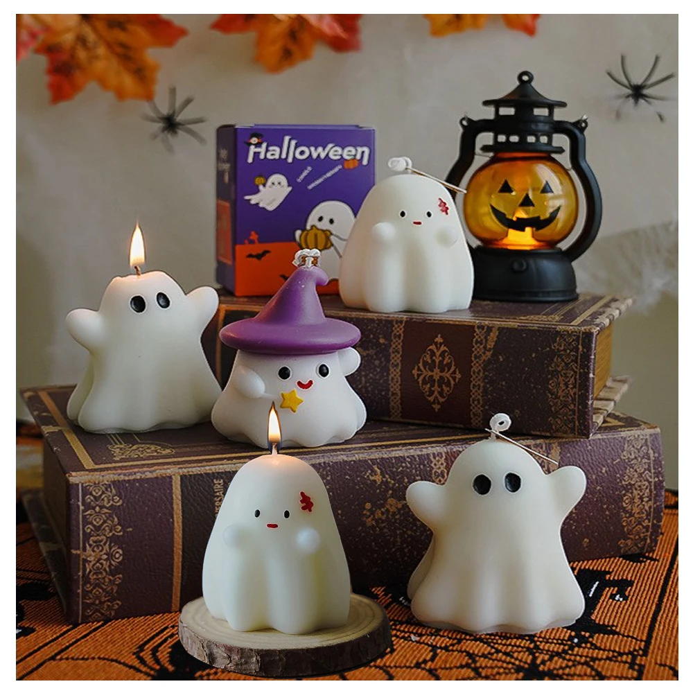 Halloween Ghost Candle Single Wick Jar Design Creative Ornaments Atmosphere Fragrance Candle Luxury Gift Party Desktop Decor