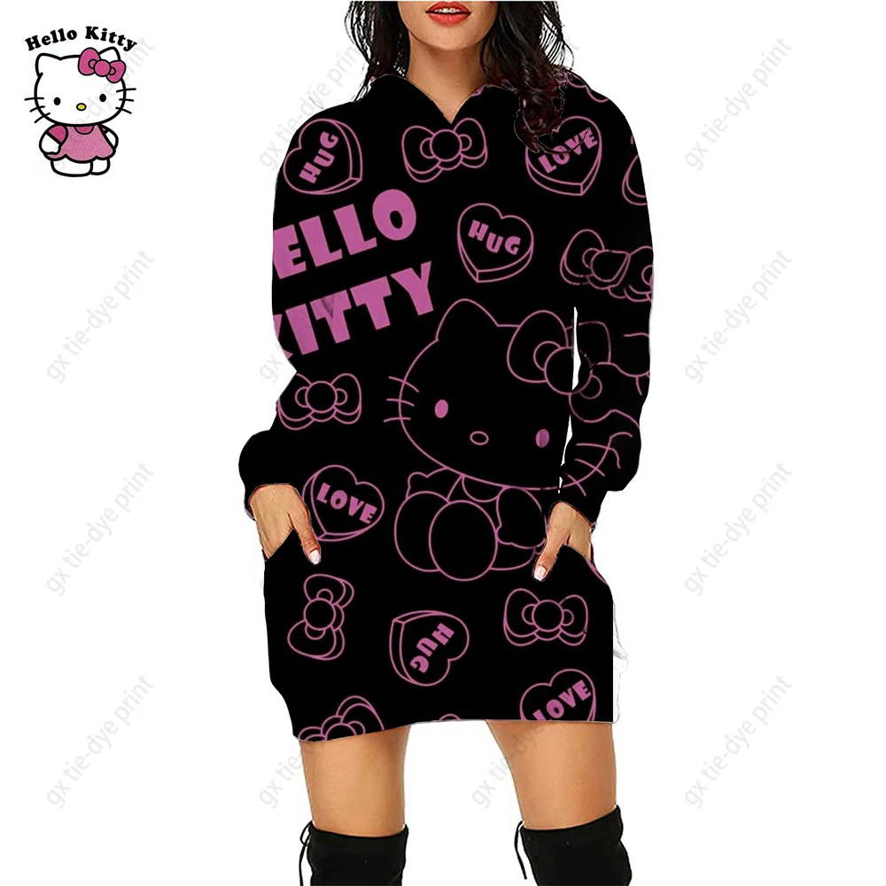 

Женское платье-толстовка с капюшоном Hello Kitty, с 3D принтом