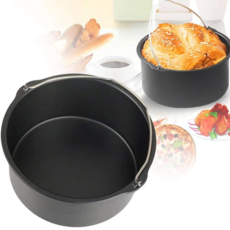 8/7/6 Inch Air Fryer Pot Baking Mold Non-stick Round Tray Pan Roasting Pizza Cake Basket Bakeware Kitchen Cooking Accessories cake mold cake baking tools cake making tools baking cake ring baking storage tray