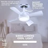 30W Ceiling Fan Led Light E27 Socket Fan With Smart Remote Control 1000Lm 5000K Bulb Fan Lamp For Bedroom Living Room 4