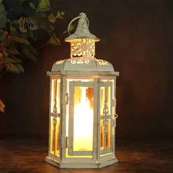 Decorative Candle lantern-10inch High Vintage Style Hanging Lantern Metal Candleholder for Indoor Outdoor Events and Weddings