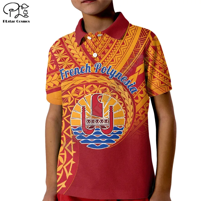 

(Индивидуальное изготовление на заказ) Детская рубашка-поло из Французской Полинезии, рубашки-поло с 3D-принтом счастливого дня внутренней автономности, футболки для мальчиков и девочек