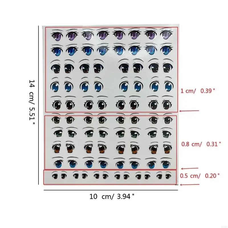 55KF 11 Sheet Eye Stickers Eye Decals Face Stickers DIY Dolls Eyeball Eyes Cartoon Decals Dolls Water Labels