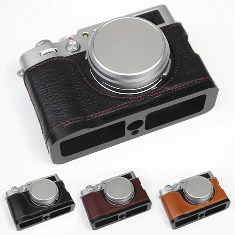 Leather Half Case For Fuji X100v Genuine Real Grip L Bracket For