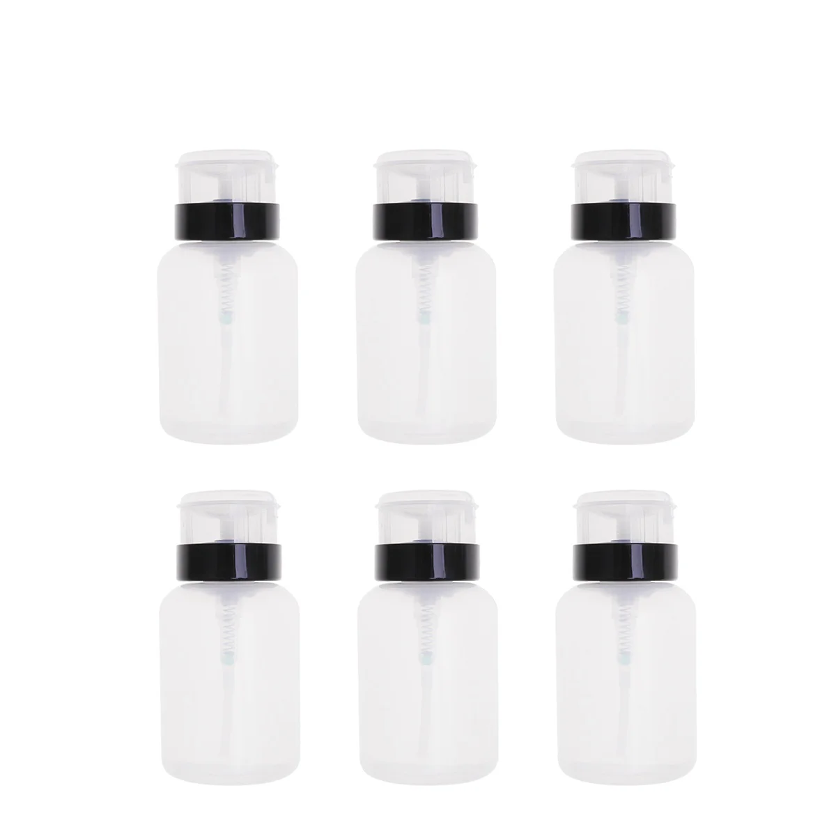 portable clear pump dispenser push down pump 220ml dispenser bottle for nail polish alcohol clear remover travel size plastic Push Down Empty Bottle Dispenser, 6pcs Clear Lockable Cleanser Bottle for and Makeup Remover, 250ML