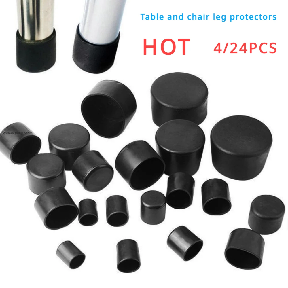 

4/24pcs Chair Leg Covers Rubber Foot Protectors Furniture Table Covers Sock Plug Covers Furniture Leveling Feet Home Decoration