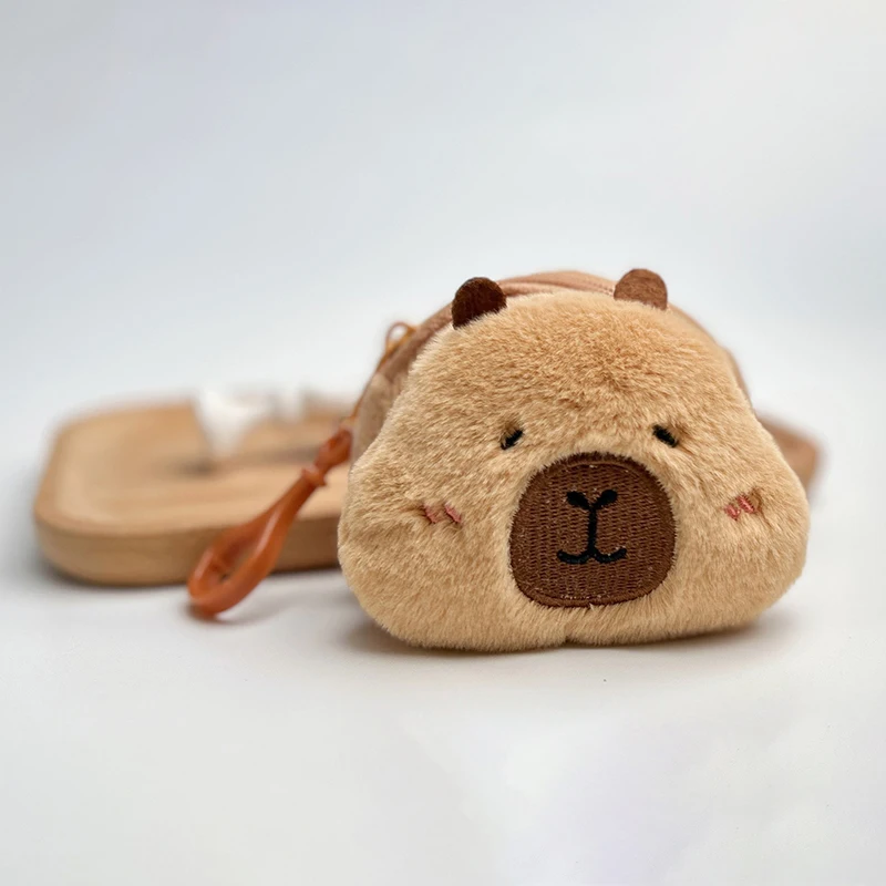 Kawaii Capybara Plush Coin Purse Lovely Cartoon Money Change Pouch For Girls Mini Plush Wallet Earphone Storage Bag