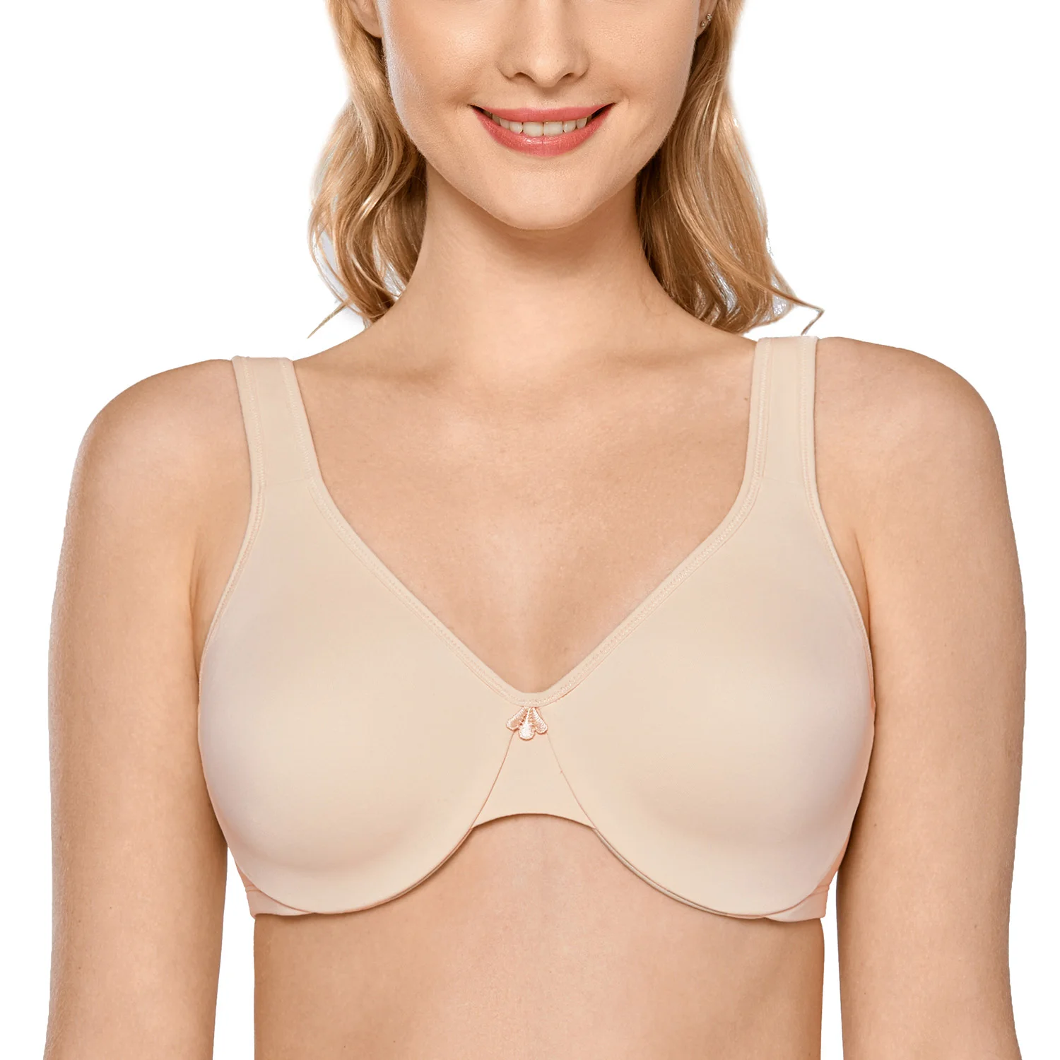 

Delimira Plus Size Minimizer Bra for Women Smooth Full Coverage Underwire Seamless Large Size Bras D DD E F