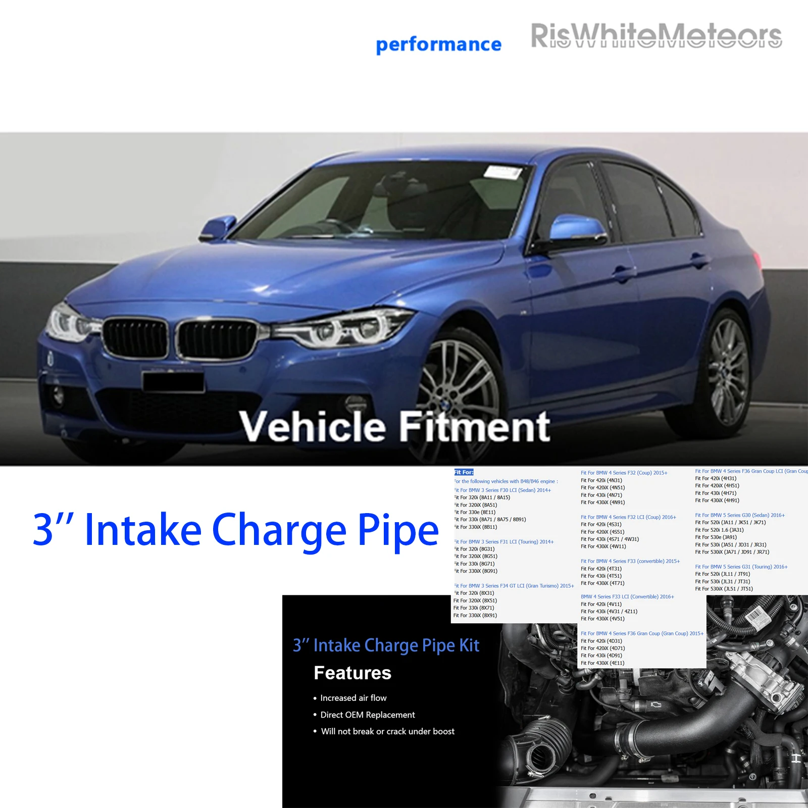 13718601683 흡기 파이프 충전 파이프 인터쿨러 터보 키트 (B46 B48 BMW..