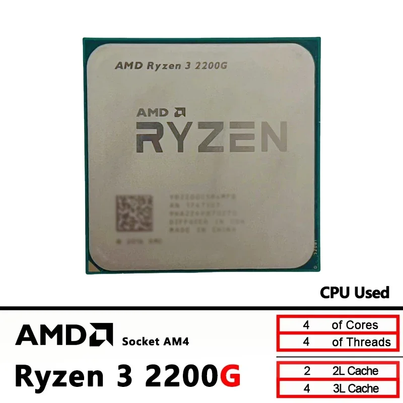 AMD Ryzen 3 2200G R3 2200G 3.5GHz 4C4T APU 14nm 4MB 캐시 Vega8 그래픽 YD2200C5M4MFB 소켓 AM4 루즈 CPU (쿨러 없음)