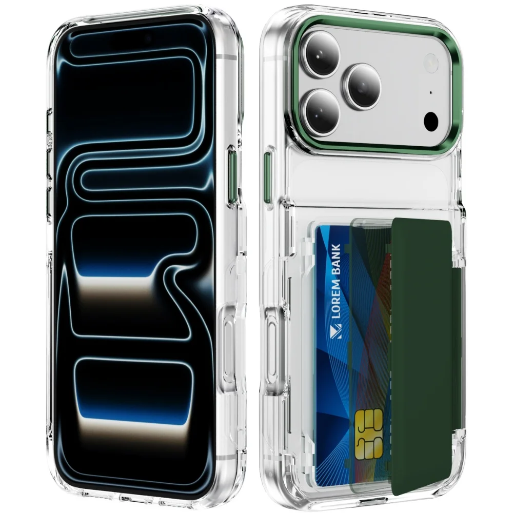 Dual Card Slot Transparent Holder Case | Shockproof Wallet Slot Hard Cover