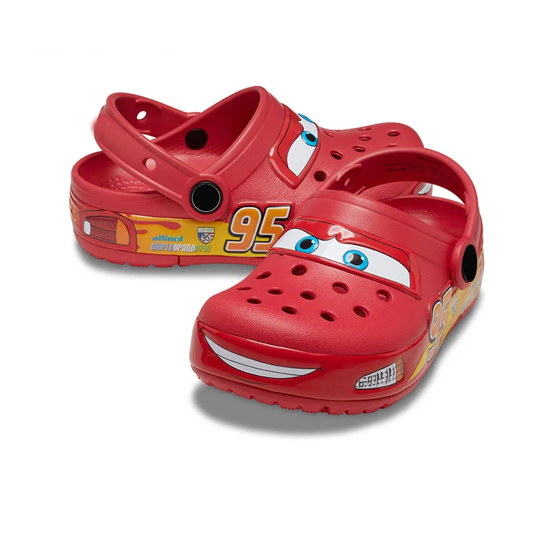 New Aoger Disney Lightning Mcqueen Crocs Child Pixar Waterproof Summer Slippers Outdoor Beach Holey Shoes Sandals Kid Flip Flops