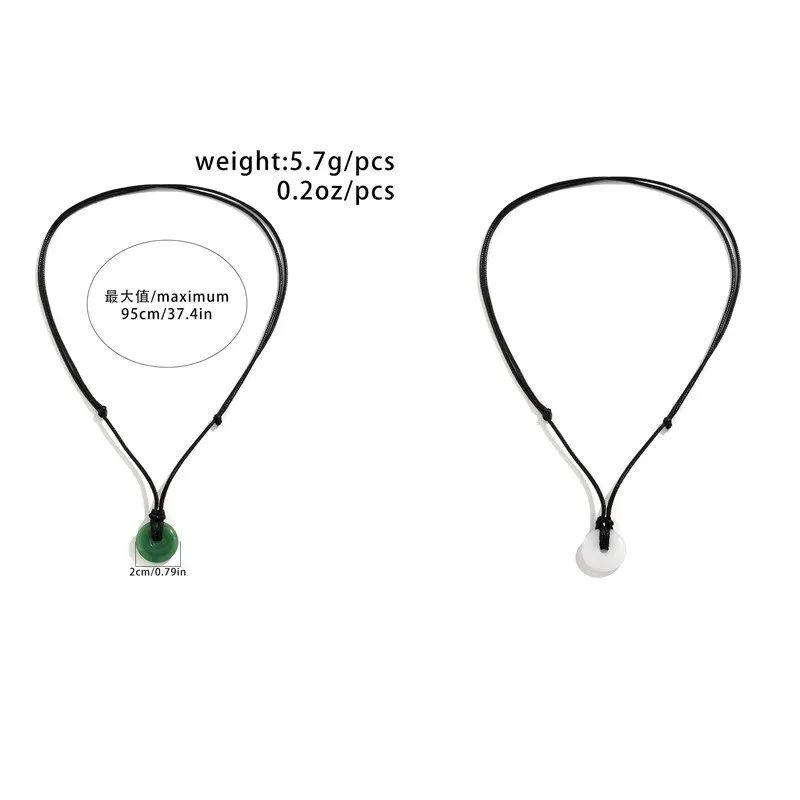 2Pcs Chinese Style Vintage Peace Buckle Pendant Choker Necklace for Women Simple Adjustable Long Chain Y2K Jewelry Accessories