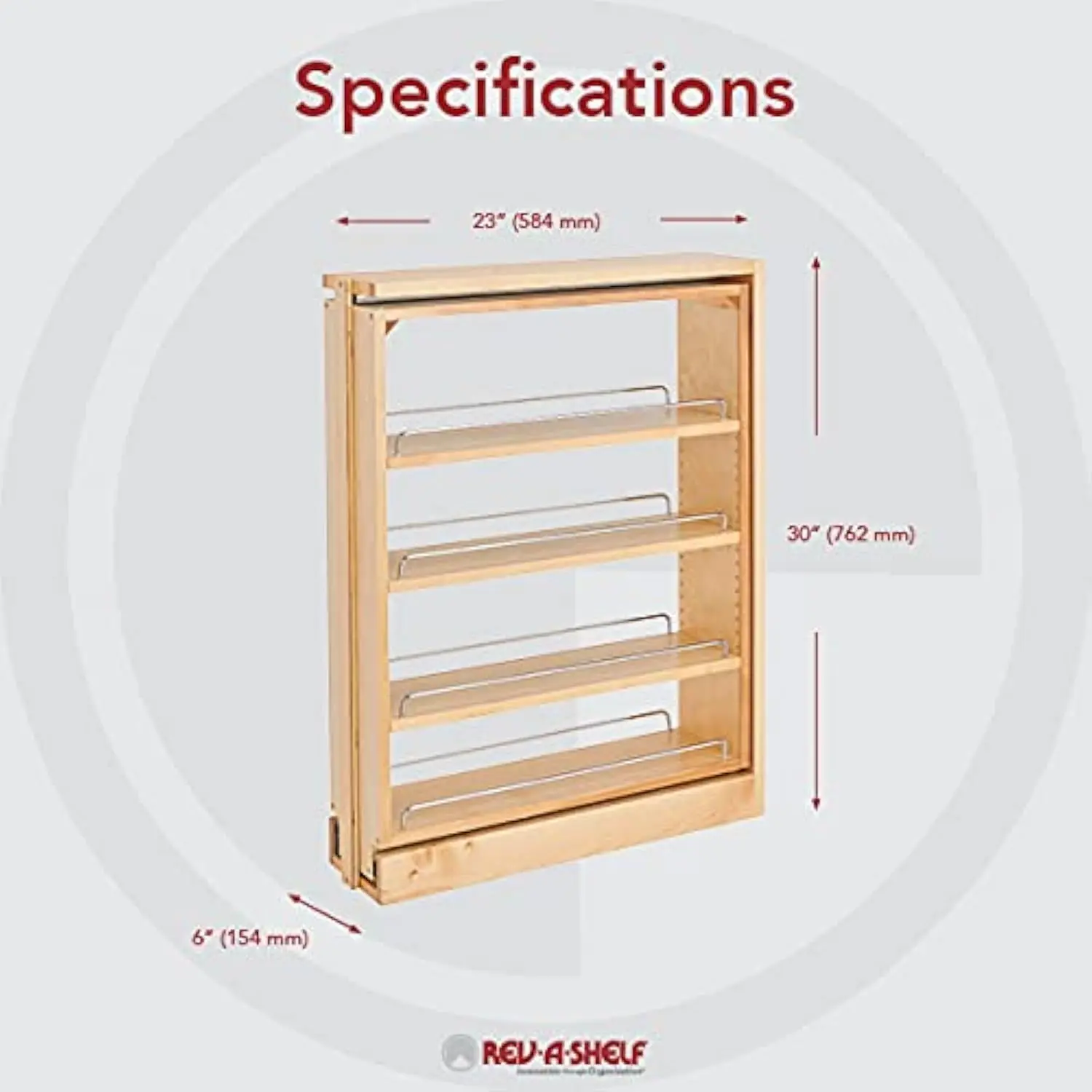 Pull Out Shelf Organizer for Base Kitchen Cabinets Filler Spice Rack Seasoning Storage Holder Soft Close Wood 3