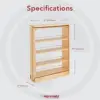 Pull Out Shelf Organizer for Base Kitchen Cabinets Filler Spice Rack Seasoning Storage Holder Soft Close Wood 3