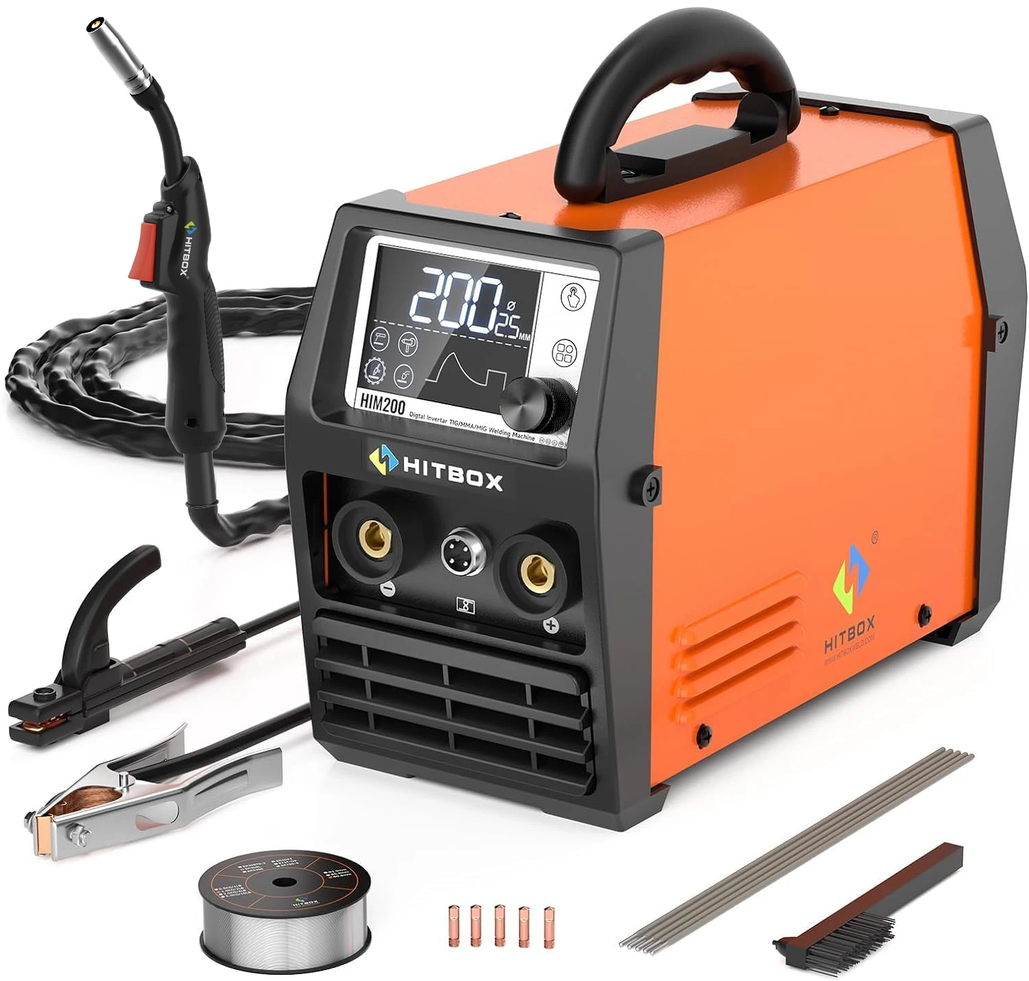 HITBOX Welding Machine Lift TIG MMA 3 In 1 HIM200 Gas Shielded MIG Gasless Single Voltage 220V Supports The Use Of Drawing Guns
