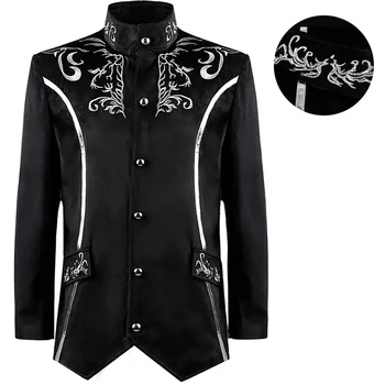 New European And American Medieval Clothing Vintage Stand-up Collar Embroidered Jacket