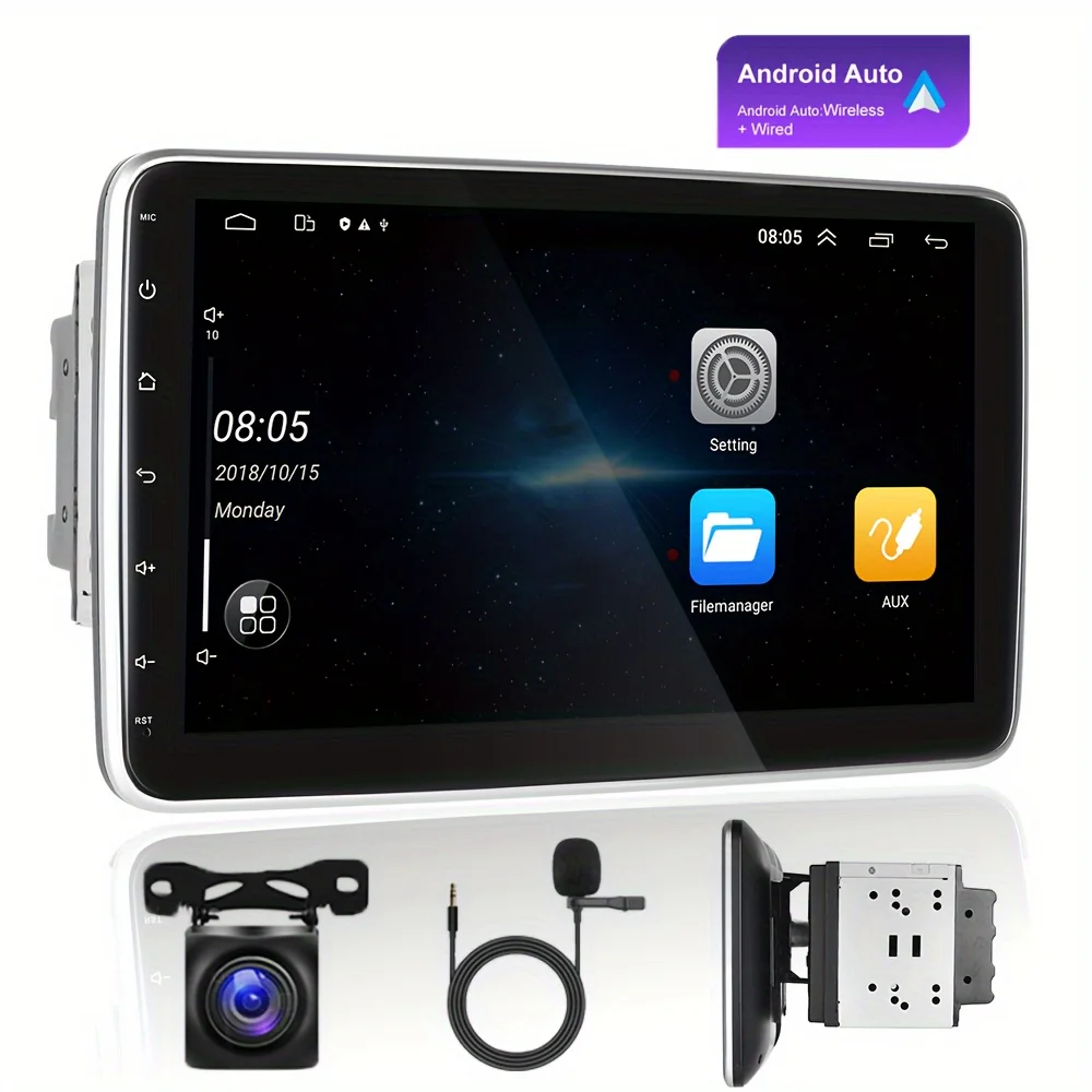 

Автомагнитола 2DIN на Android 10,0 с GPS, автомобильное стерео-радио с экраном 10 дюймов с поворотом на 180 °, HD 1080P 2.5D, Автомобильное зеркало заднего вида с закаленным стеклом