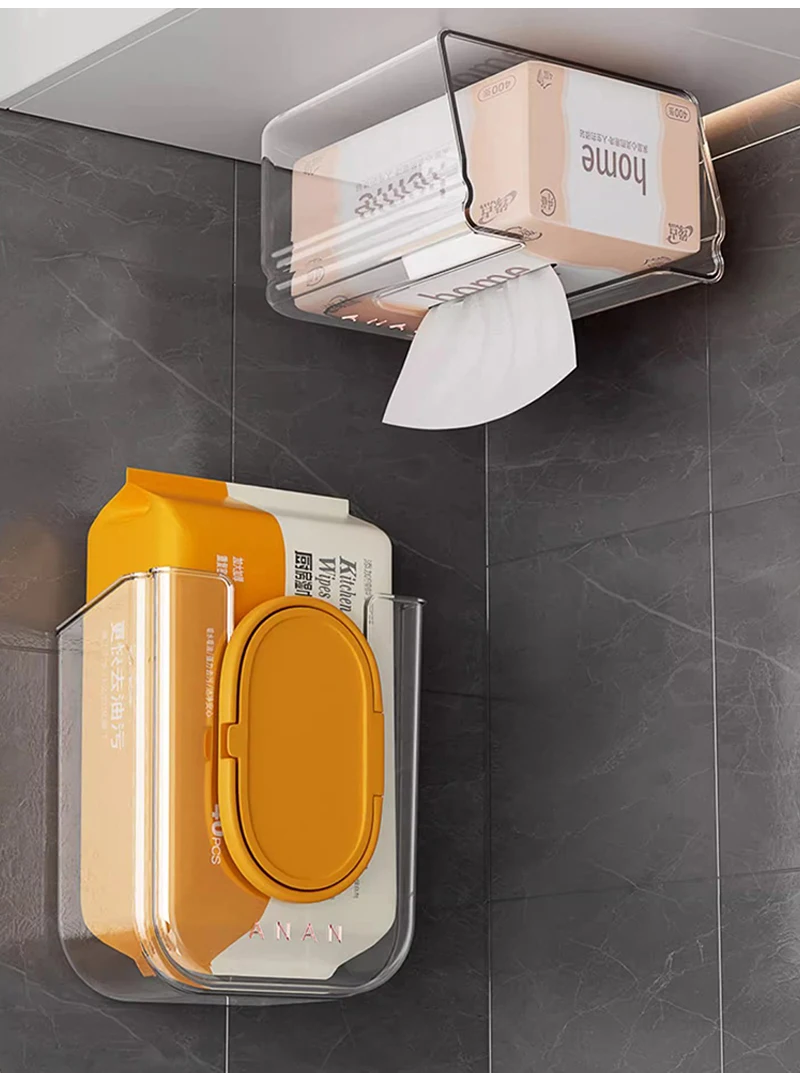 An der Wand montierte Taschentuch-Organizer-Box, nicht perforierte Aufbewahrungsbox für Feuchttücher mit großer Öffnung und starker Tragfähigkeit – Detail 7