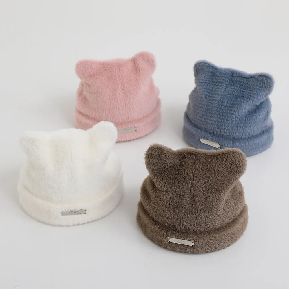 

Cute Cat Ears Baby Hat Autumn Winter Caps New Infant Toddler Boys Girls Cap Fashion Children's Knit Solid Color Hat Warm Hats