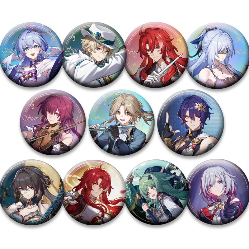Game Honkai Star Rail Brooches on Backpack Stelle Caelus March 7th Dan Heng Cartoon Badge Anime Figure Enamel Pin Bag Accessorie