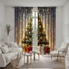 2pcs HD Starlight under Christmas tree gift box decorative curtain Yellow tie digital printed curtain Home decoration style d 6