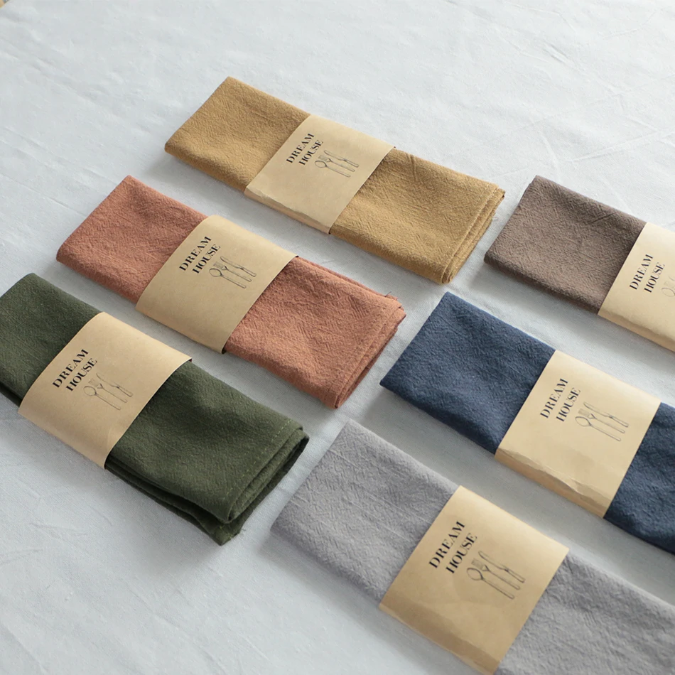 Thicken Cotton Linen Colorful Cloth Napkins Reusable Fabric Placemat Kitchen Dining Hotel Restaurant Serving Table Decor 1PC cotton napkins linen napkins