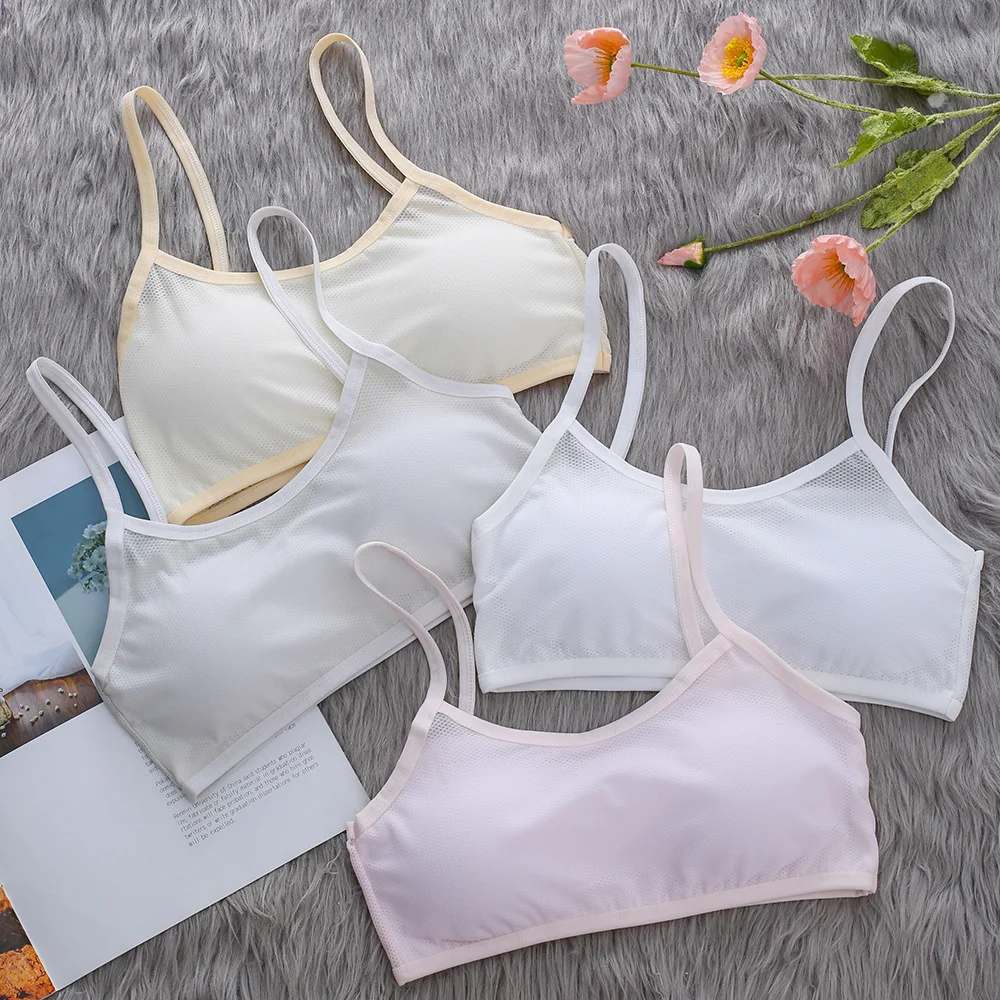

New Cotton Kids Bra Wireless Training Bras Puberty Girls Underwear Girl Sport Bras Teenage Full Cup Seamless Underwear 8-15Y