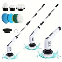1 ensemble de brosses de nettoyage électriques, brosse rotative électrique sans fil, 7 têtes de brosse et poignée d'extension réglable, brosse de nettoyage pour salle de bain, outils de nettoyage ménager 1