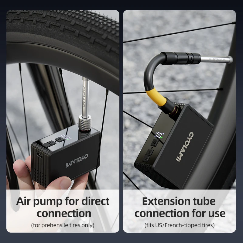 CYCLAMI AM6 Pro Mini Electric Automatic Air Pump Portable Digital Inflator MTB Road Bike Schrader Presta Tires 130PSI 800mAh