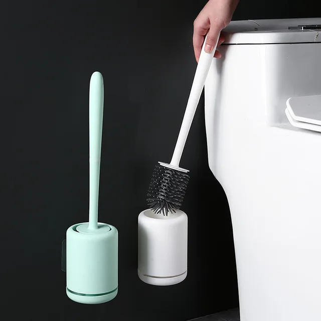 WIKHOSTAR Scopino per WC in silicone Spazzola per pulizia ad asciugatura rapida Spazzola per montaggio a parete con strumento di supporto Accessori per il bagno 1