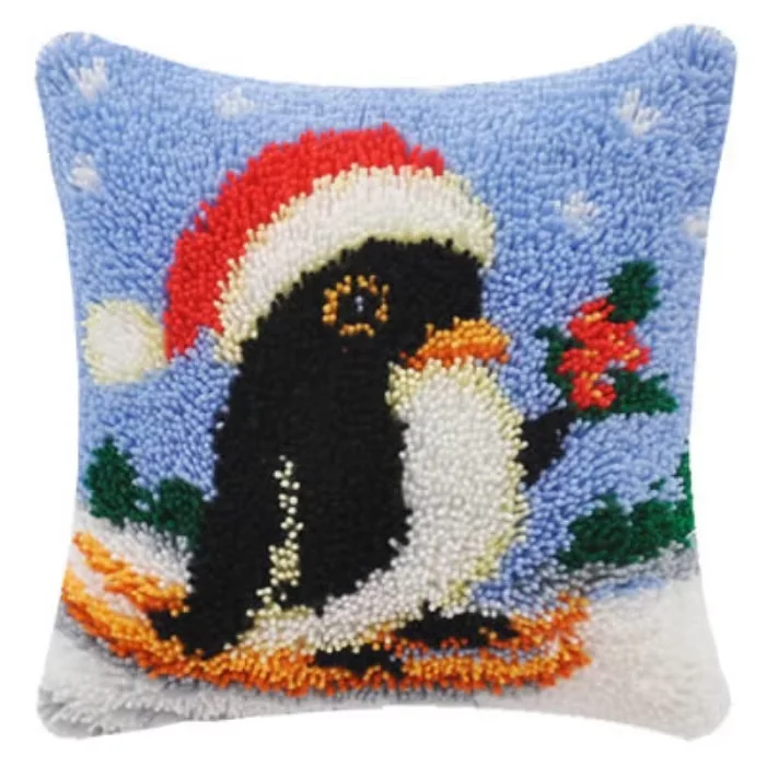 Craft supplies Carpet embroidery kit Santa Claus Latch Hook Kit Knot Pillow Package Cartoon Embroidery Latch Hook Kit Cushion Pillowcase Kussen Set for Needlework
