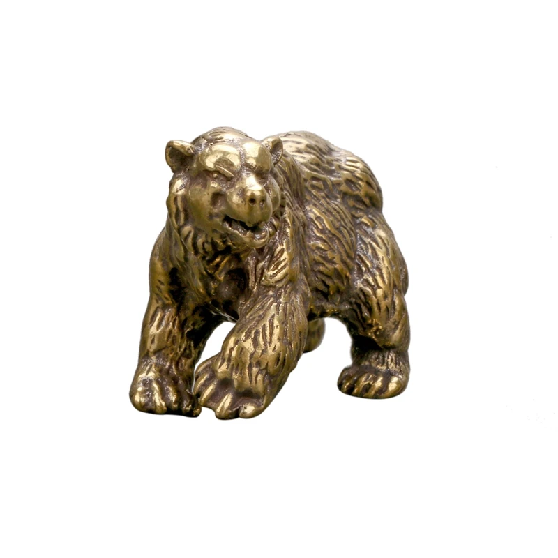 

Pure Copper Brown Bear Statue Ornament Brass Animal Figurine Miniatures Tea Table Pet Desk Decors Accessories Crafts