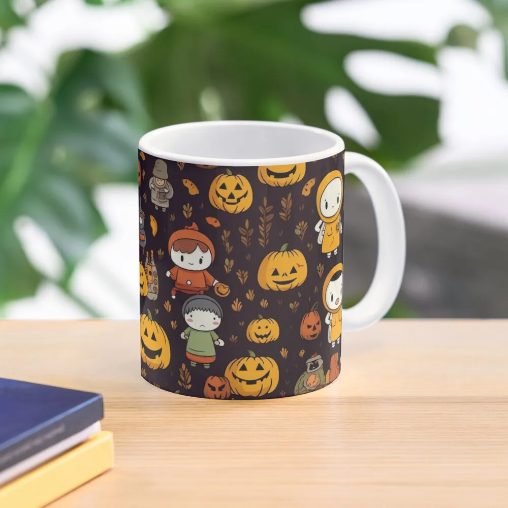 

Cute Trick-or-Treaters Pattern Halloween Print Adorable Halloween Design Coffee Mug Set Thermal Mate Cups Mug