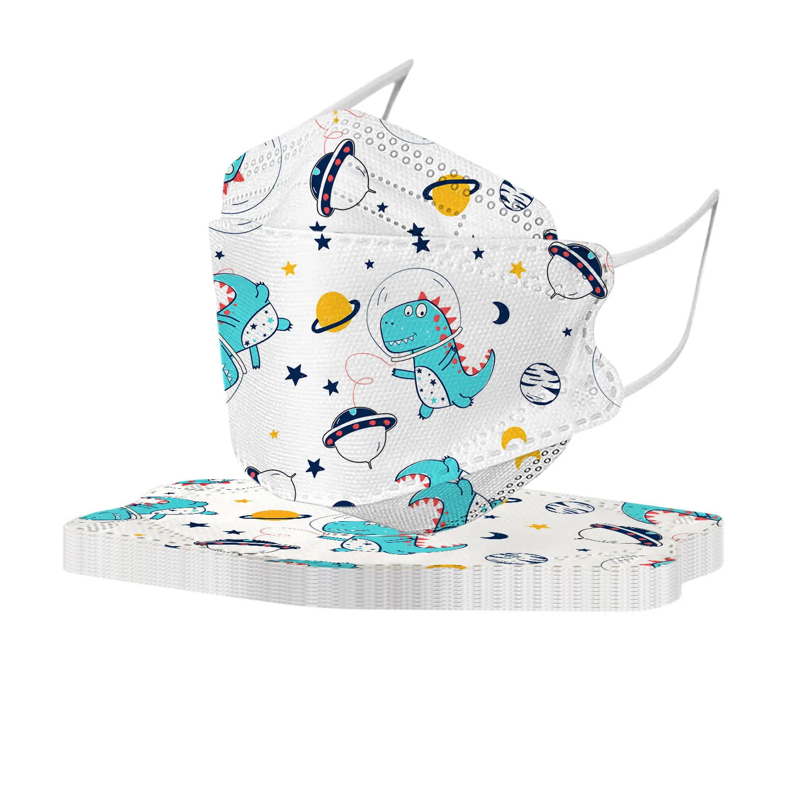 10Pcs Children's Fish-shaped Space Design Disposable Mask, Four-layer Ultra-filtering For Boys And Girls
