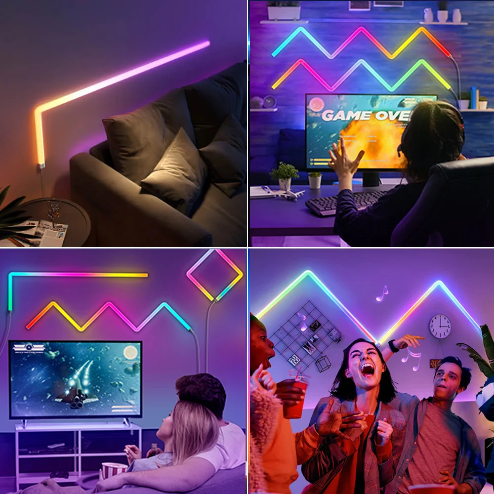 Tuya Wifi Smart LED Wall Light Bar RGBIC Glide Ambient LED Strip Light,  Music Sync App Control Work with Alexa Google Home