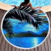 Palm Leaf Round Beach Towel,Superfine Polyester Sand Resistant Beach Blanket,Absorbent Quick Dry Pool Towel Portable Picnic Mat 3