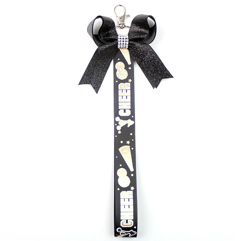 Landical 12 Portachiavi Con Fiocco Da Cheerleader Blu E Strass - Pin Me Ribbon Per Zaino, Regalo Ragazze - 3