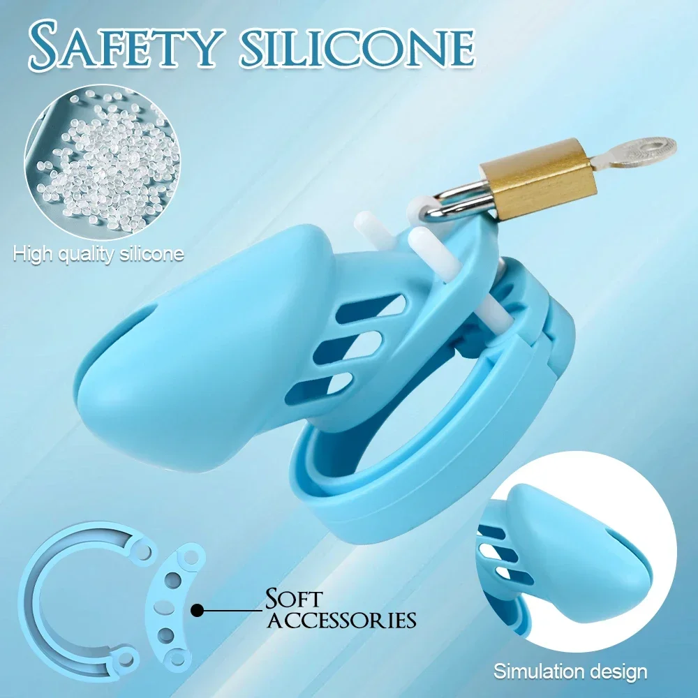 Male Penis Lock Chastity Cage for Men Virginity Breathable Cock Ring Men's CB Cock Cage with Lock Key SM Urethra Device Toy
