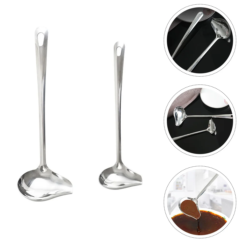 2pcs Saucier Drizzle Spoons Stainless Steel Sauce Decorating Spoon