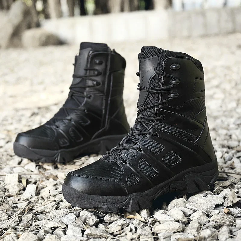 Men Tactical Boots Winter Leather Waterproof Desert Combat Work Shoes Mens Ankle Boot Man Plus Size outdoor boots men leather boots