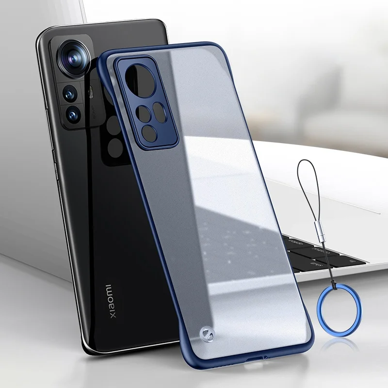 Frameless Translucent Matte PC Phone Case with Ring - Hard Protection, Thin Design