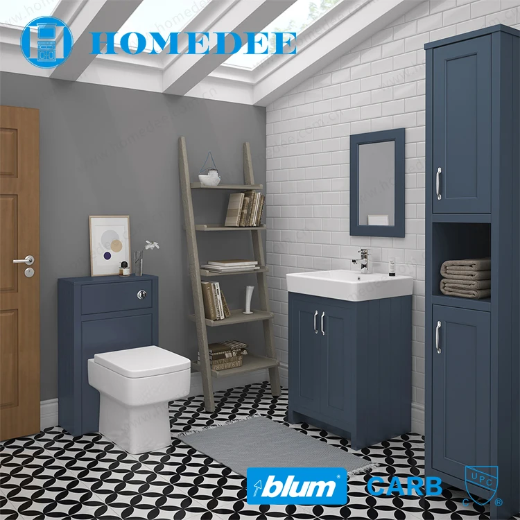 Homedee 560mm Blue Bathroom Pvc Wash Basin Cabinet Vanity Combo Solid Wood Particleboard,solid Wood Modern Floor Mounted 10 Sets